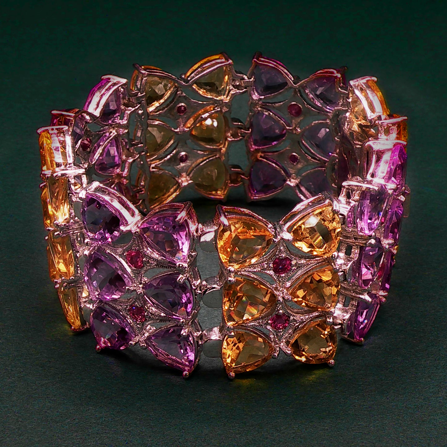 Sterling Silver Bangle with Pear-Shaped Amethysts