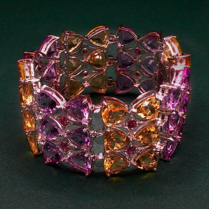 Sterling Silver Bangle with Pear-Shaped Amethysts