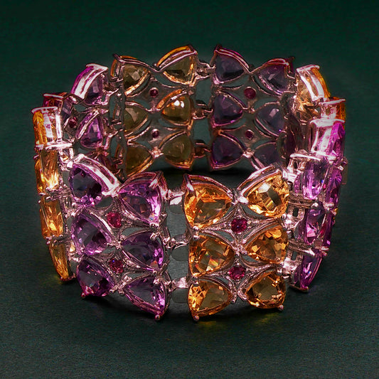 Sterling Silver Bangle with Pear-Shaped Amethysts