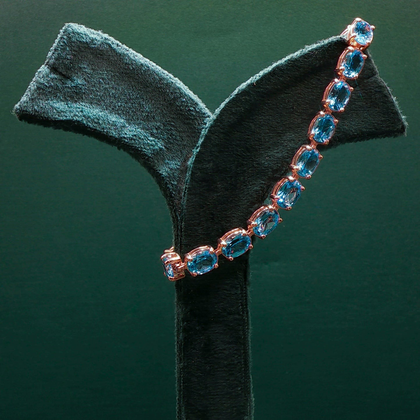 Blue Topaz Cabochon Tennis Bracelet