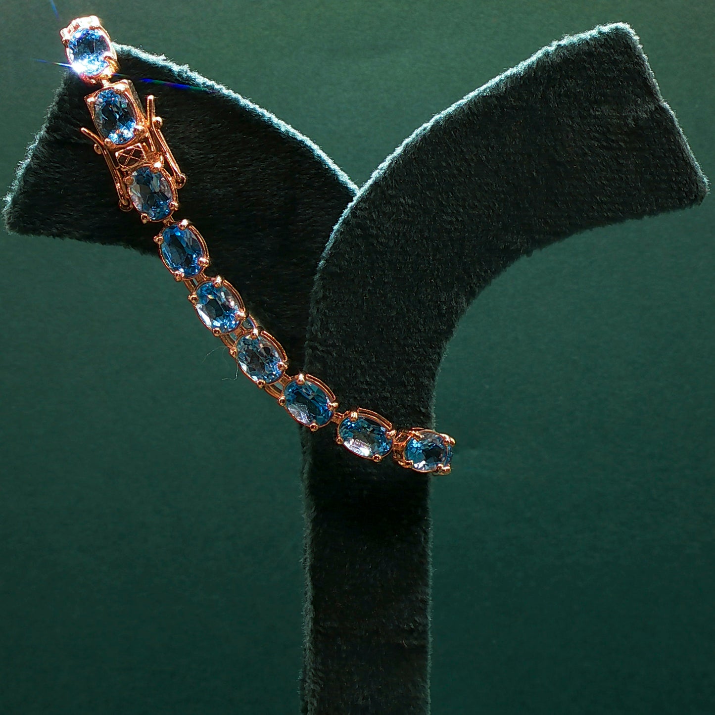 Blue Topaz Cabochon Tennis Bracelet