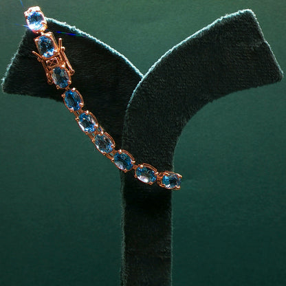 Blue Topaz Cabochon Tennis Bracelet