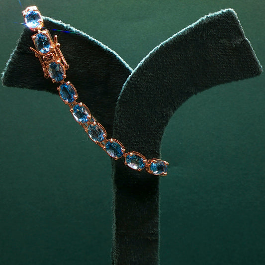 Blue Topaz Cabochon Tennis Bracelet