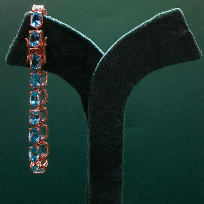 Blue Topaz Cabochon Tennis Bracelet