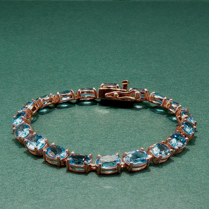 Blue Topaz Cabochon Tennis Bracelet