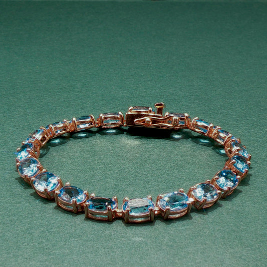 Blue Topaz Cabochon Tennis Bracelet