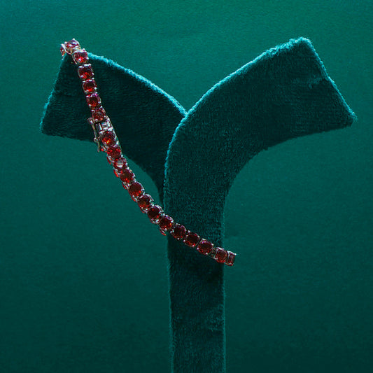 Elegant Garnet Tennis Bracelet with Brilliant Cut Stones