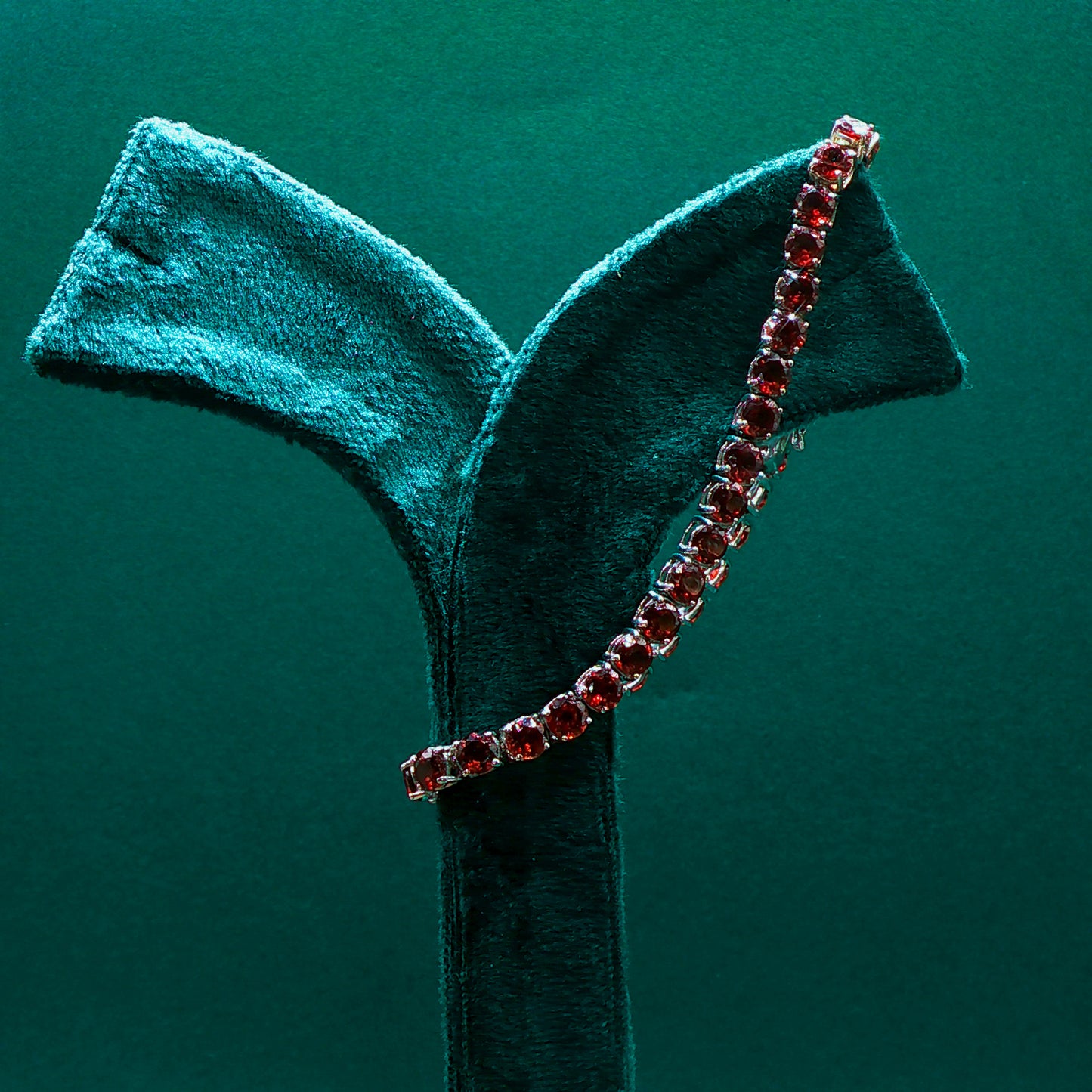 Elegant Garnet Tennis Bracelet with Brilliant Cut Stones