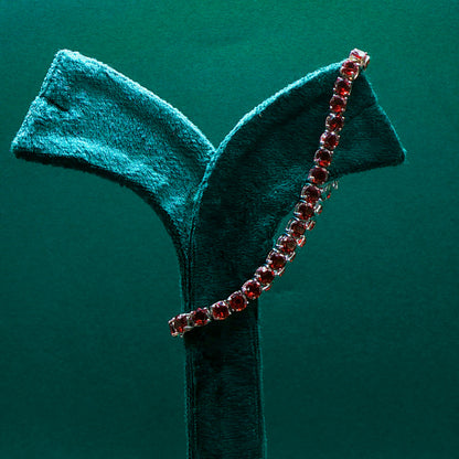 Elegant Garnet Tennis Bracelet with Brilliant Cut Stones