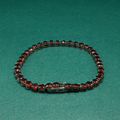 Elegant Garnet Tennis Bracelet with Brilliant Cut Stones