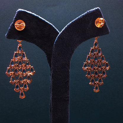 Gold Dangle Earrings with Cabochon Aquamarines