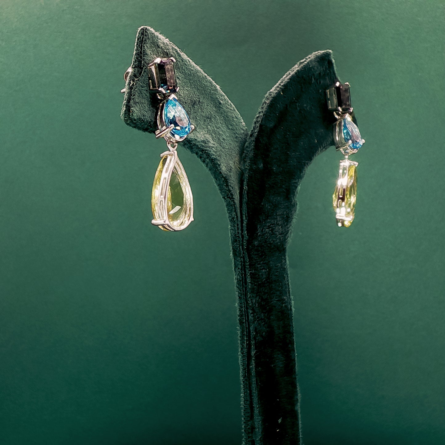 Silver Drop Earrings with Pear-Shaped Yellow Topaz