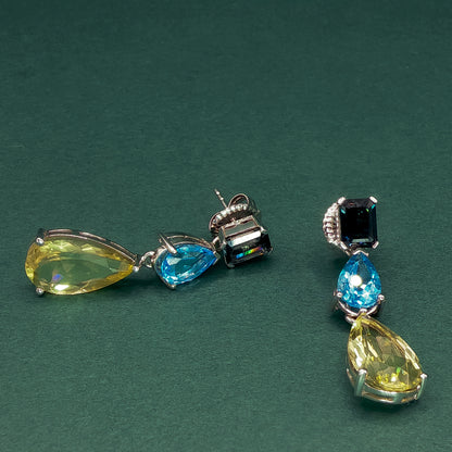 Silver Drop Earrings with Pear-Shaped Yellow Topaz