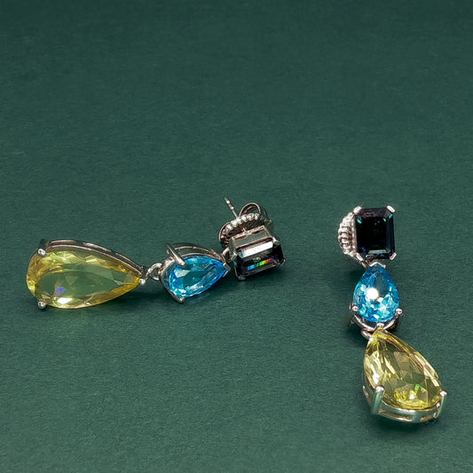 Silver Drop Earrings with Pear-Shaped Yellow Topaz