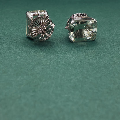 Silver Stud Earrings with Emerald-Cut Crystal