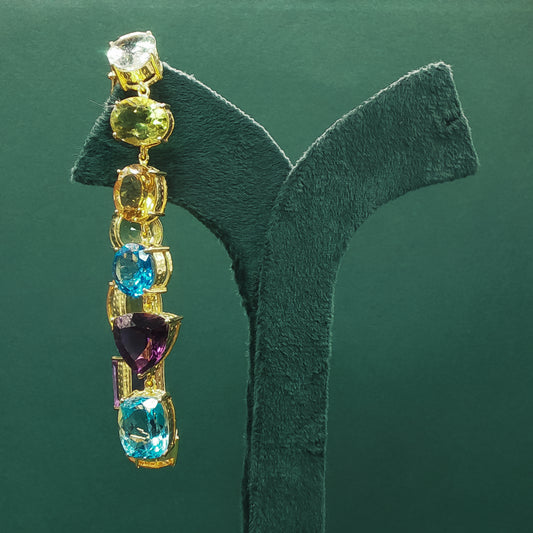 Gold Chain Bracelet with Oval Amethyst Cabochons