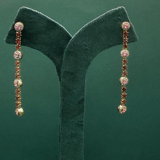 Gold Dangle Earrings with Cabochon Garnets