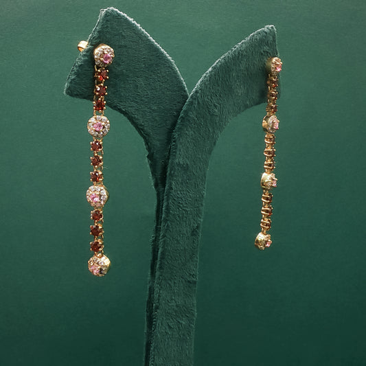Gold Dangle Earrings with Cabochon Garnets