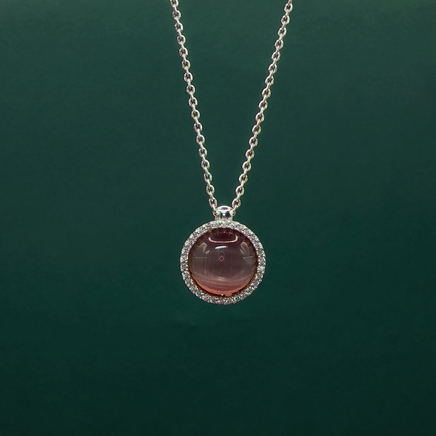 Sterling Silver Bangle Bracelet with Round Rose Quartz Cabochon