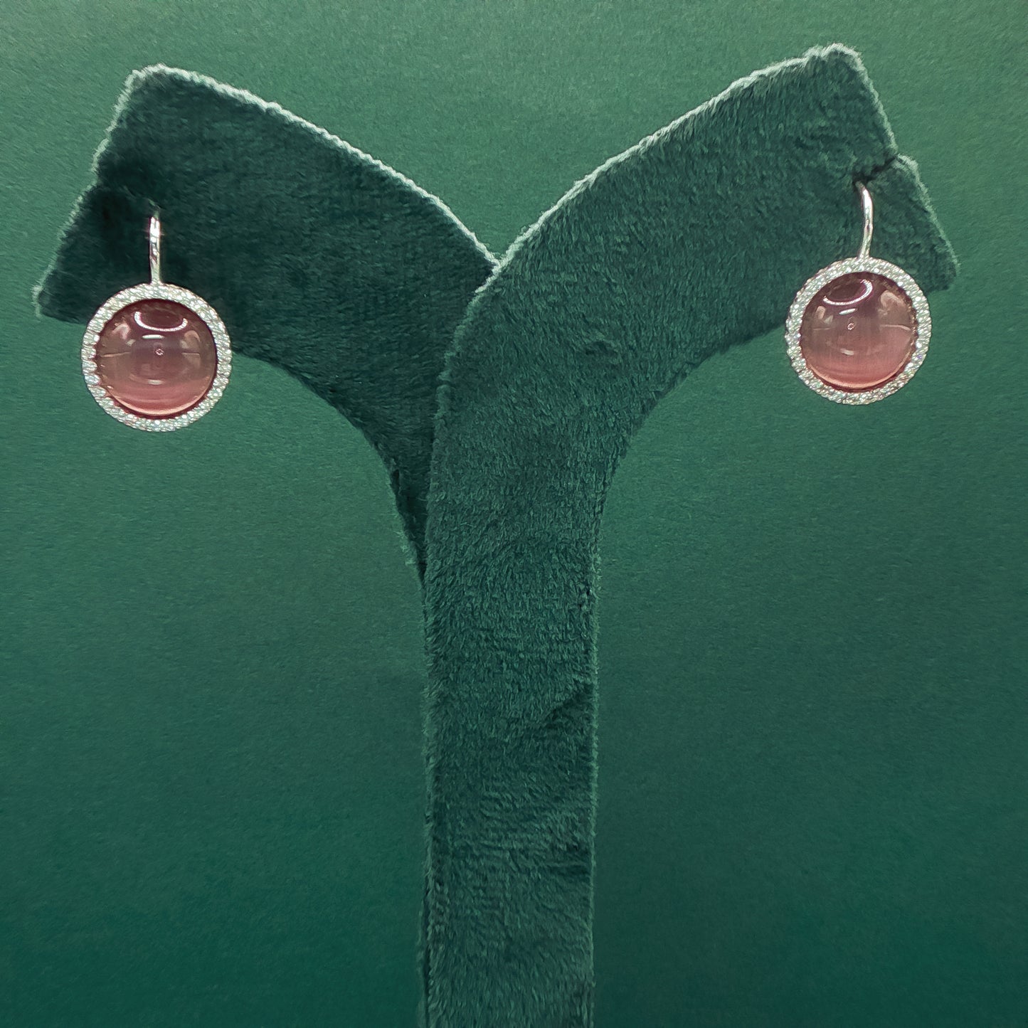 Sterling Silver Bangle Bracelet with Round Rose Quartz Cabochon