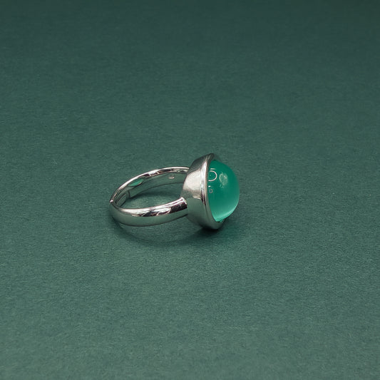 Sterling Silver Cocktail Ring with Round Catseye Cabochon