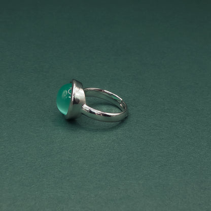 Sterling Silver Cocktail Ring with Round Catseye Cabochon