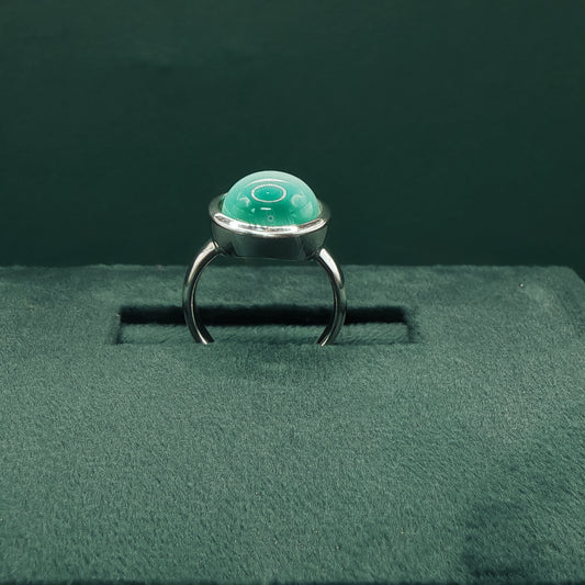 Sterling Silver Cocktail Ring with Round Catseye Cabochon