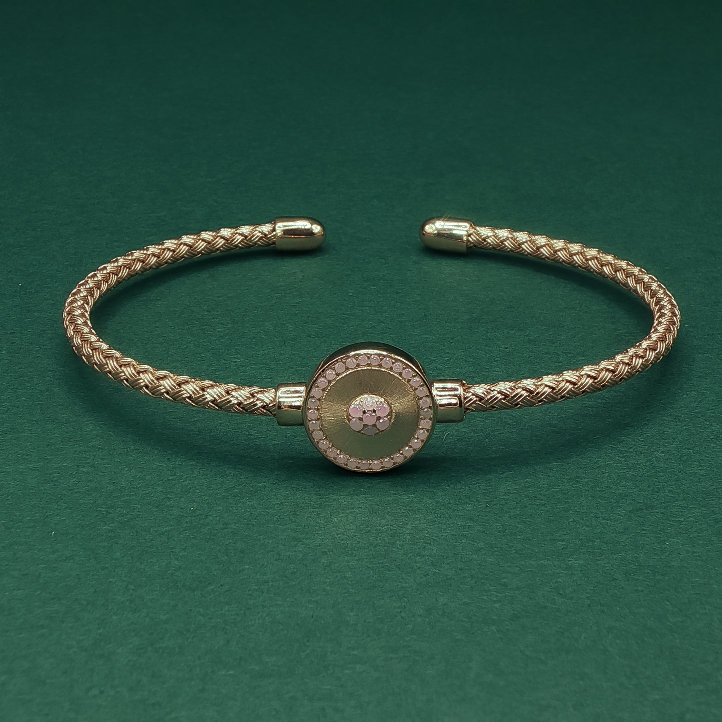 Gold Bangle Bracelet with Round Brilliant-Cut Fancy Pink Diamond