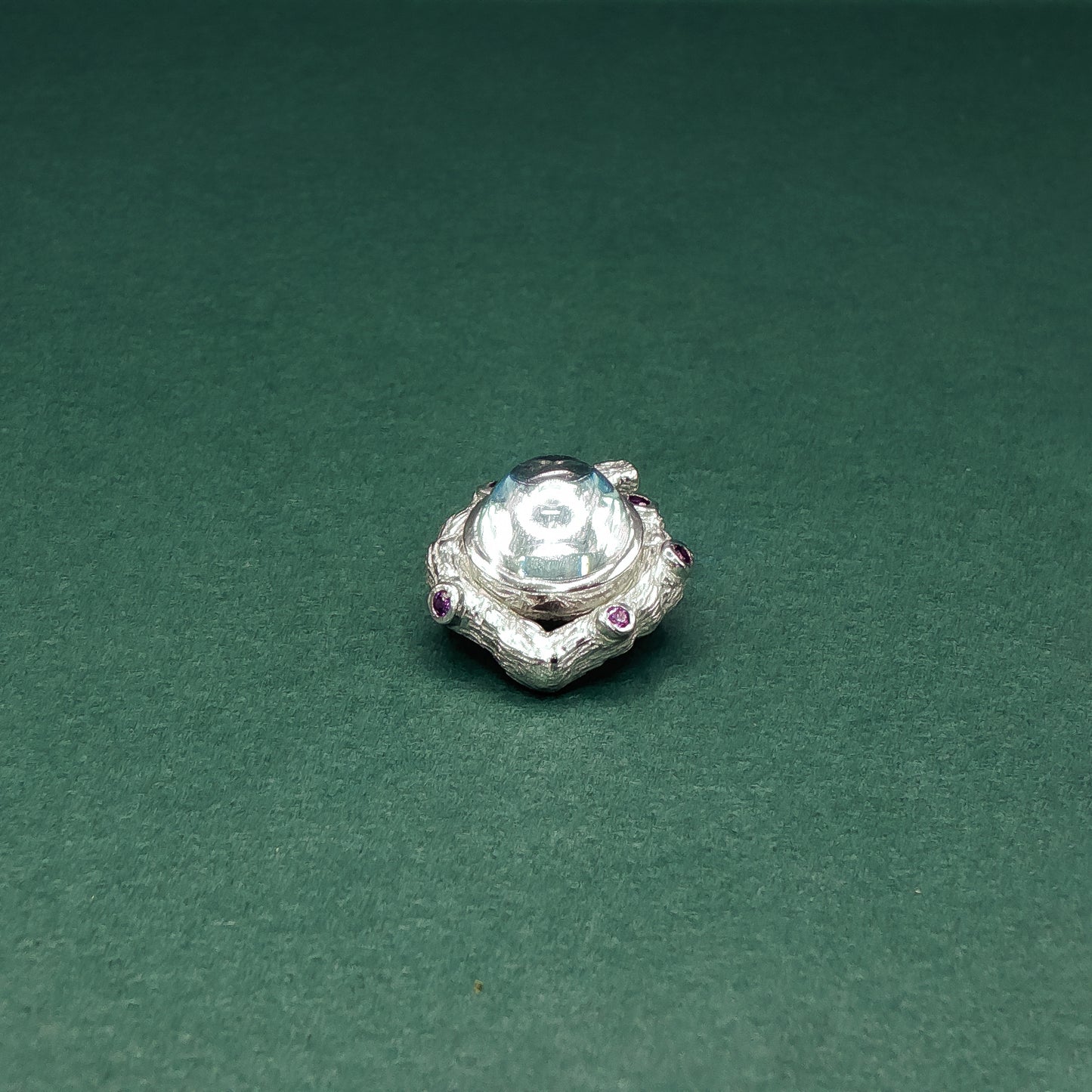 Sterling Silver Stud Earrings with Cabochon Aquamarines