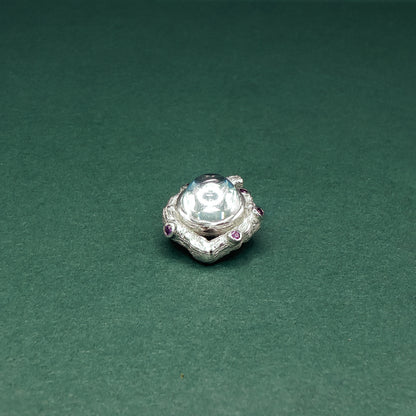 Sterling Silver Stud Earrings with Cabochon Aquamarines