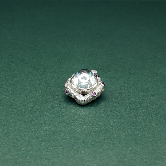 Sterling Silver Stud Earrings with Cabochon Aquamarines