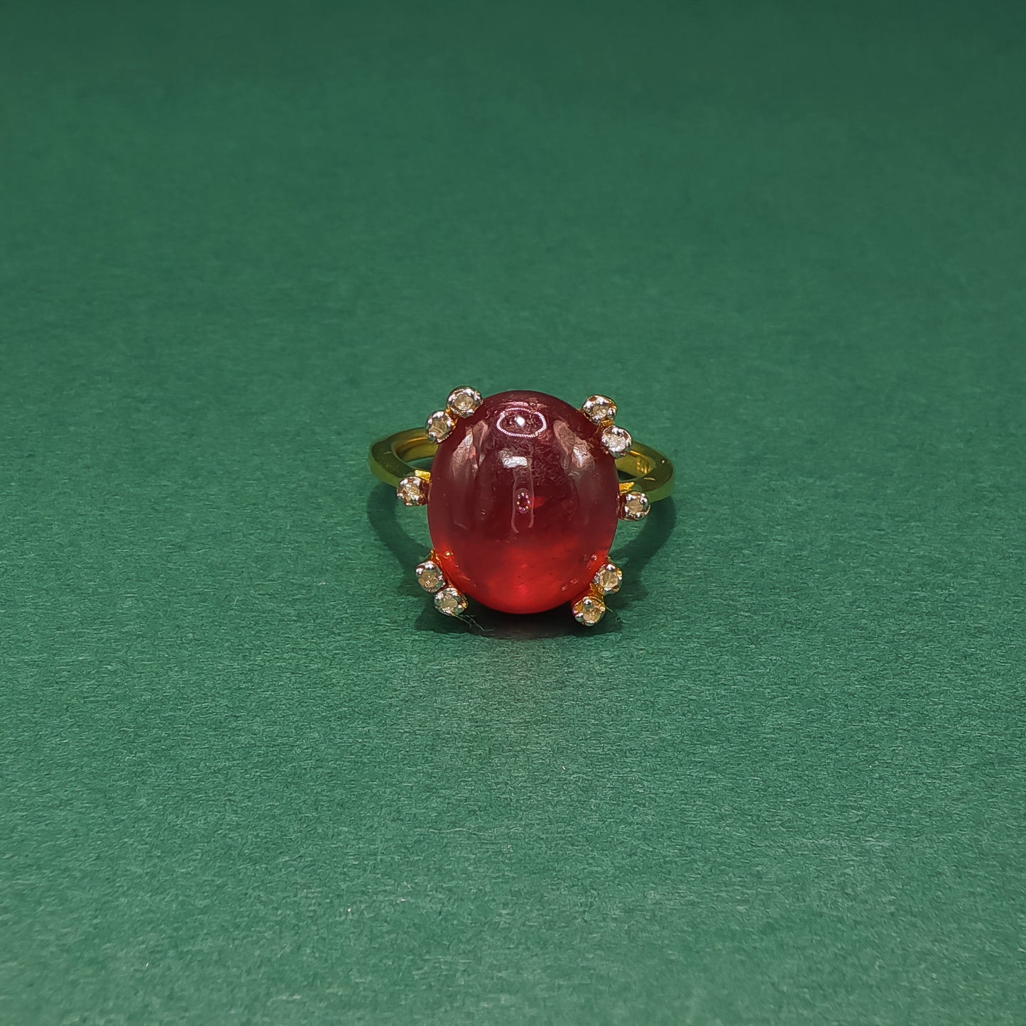 Gold Cocktail Ring with Cabochon Cut Ruby