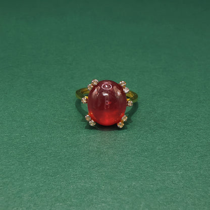 Gold Cocktail Ring with Cabochon Cut Ruby