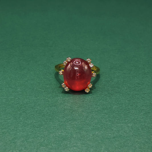 Gold Cocktail Ring with Cabochon Cut Ruby