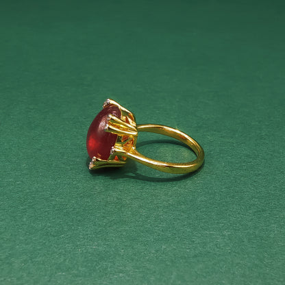 Gold Cocktail Ring with Cabochon Cut Ruby