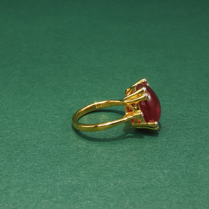 Gold Cocktail Ring with Cabochon Cut Ruby