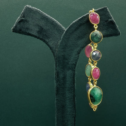 Gold Chain Bracelet with Cabochon Emeralds