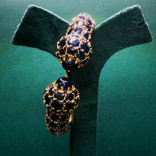 Yellow Gold Bracelet with Deep Blue Sapphire Cabochons