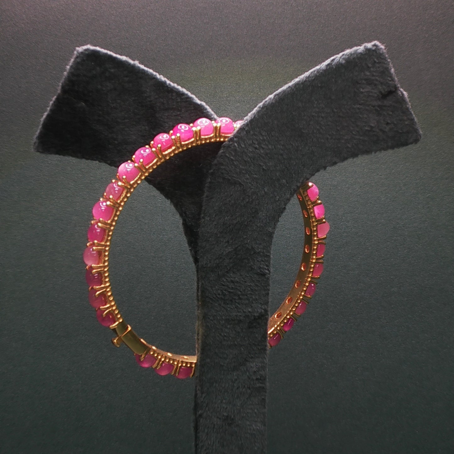 Ruby Cabochon Gold Plated Bangle