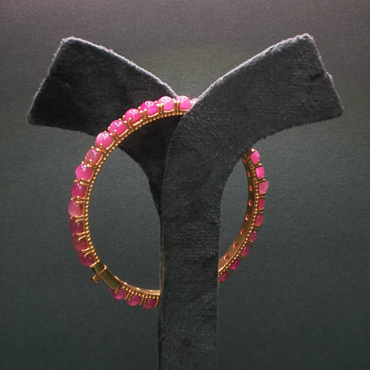 Ruby Cabochon Gold Plated Bangle