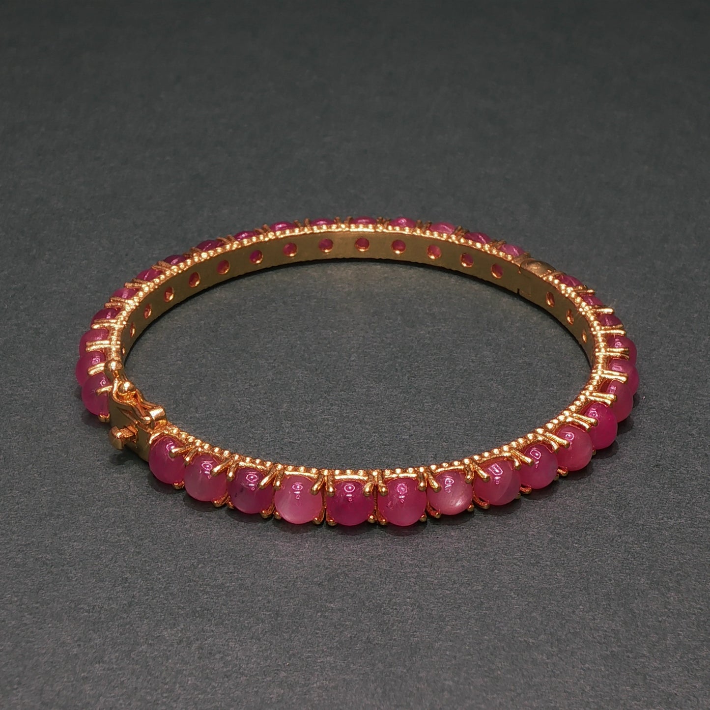 Ruby Cabochon Gold Plated Bangle