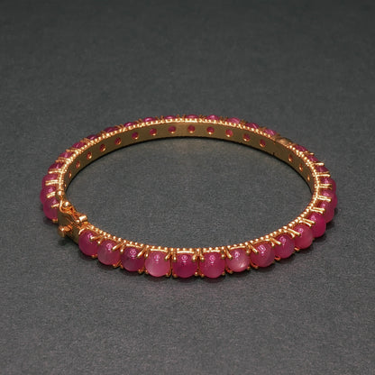 Ruby Cabochon Gold Plated Bangle