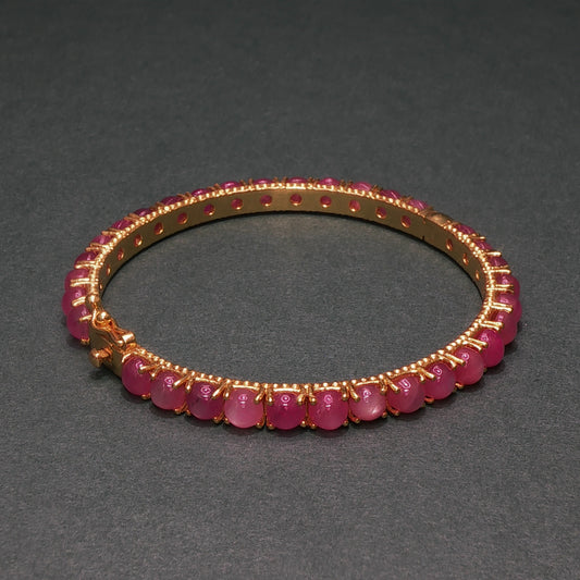 Ruby Cabochon Gold Plated Bangle