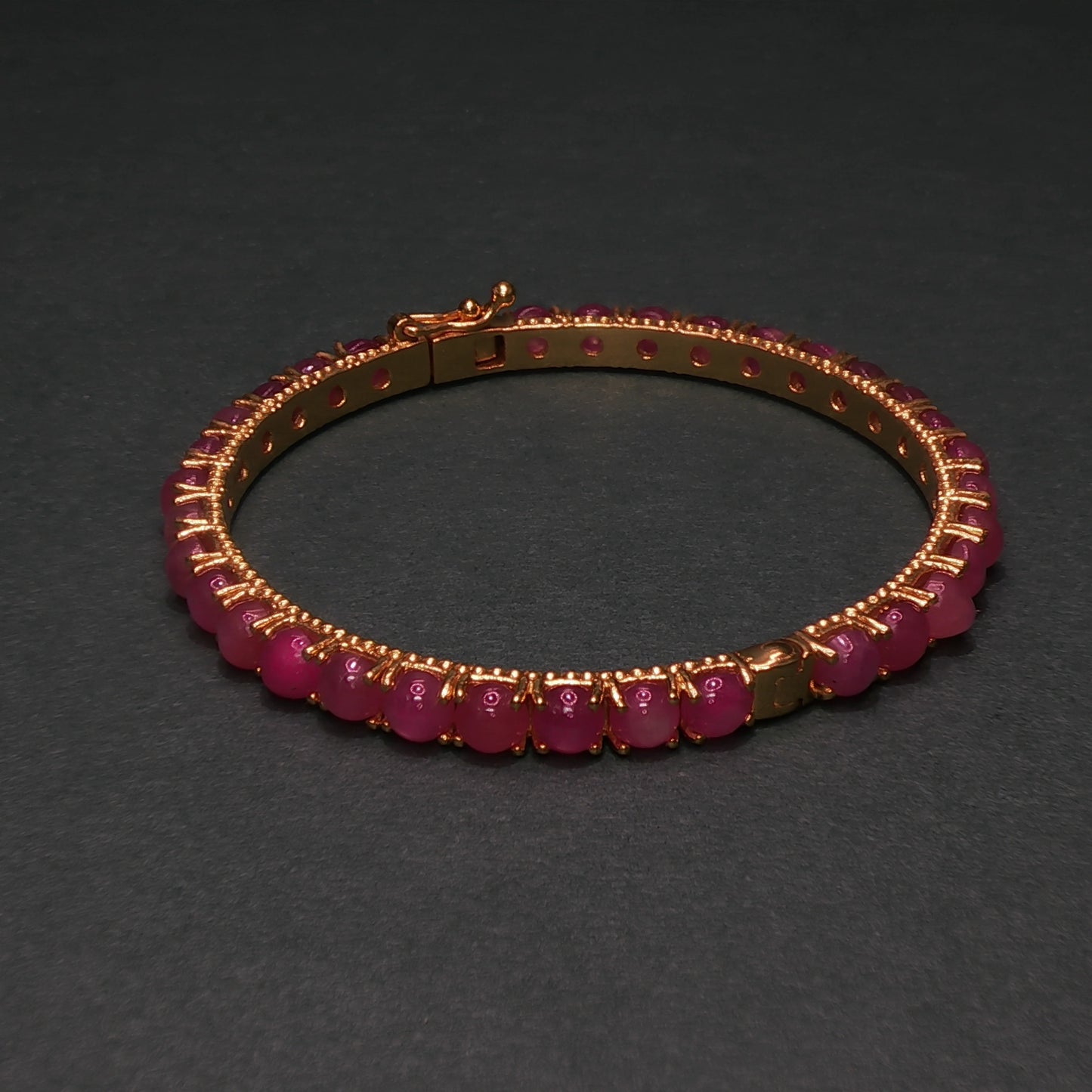 Ruby Cabochon Gold Plated Bangle
