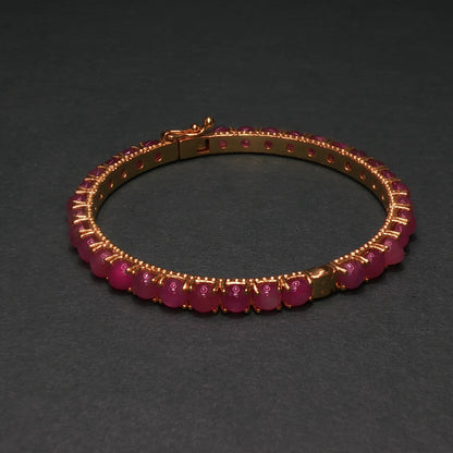 Ruby Cabochon Gold Plated Bangle