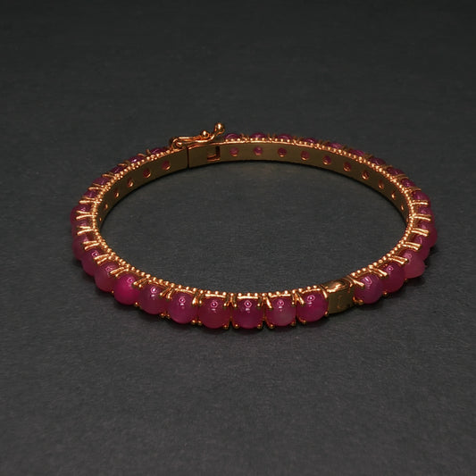 Ruby Cabochon Gold Plated Bangle