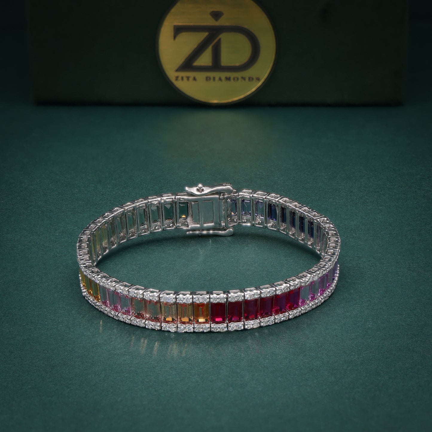 Zita Diamonds Rainbow Silver Bracelet