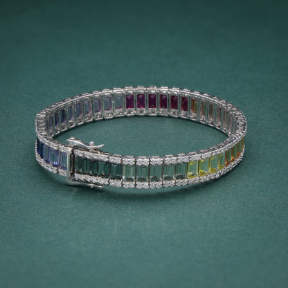 Zita Diamonds Rainbow Silver Bracelet