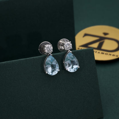 Aqua Drop Diamond Earrings