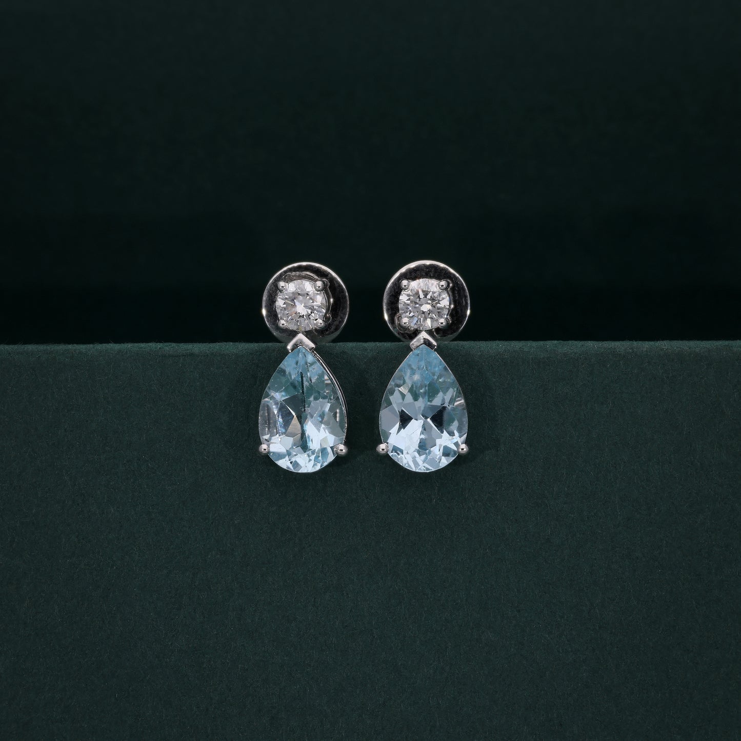 Aqua Drop Diamond Earrings